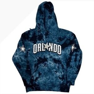 Orlando Tie Dye Hoodie Blue Black Star Graphic Sweatshirt Mens Medium
